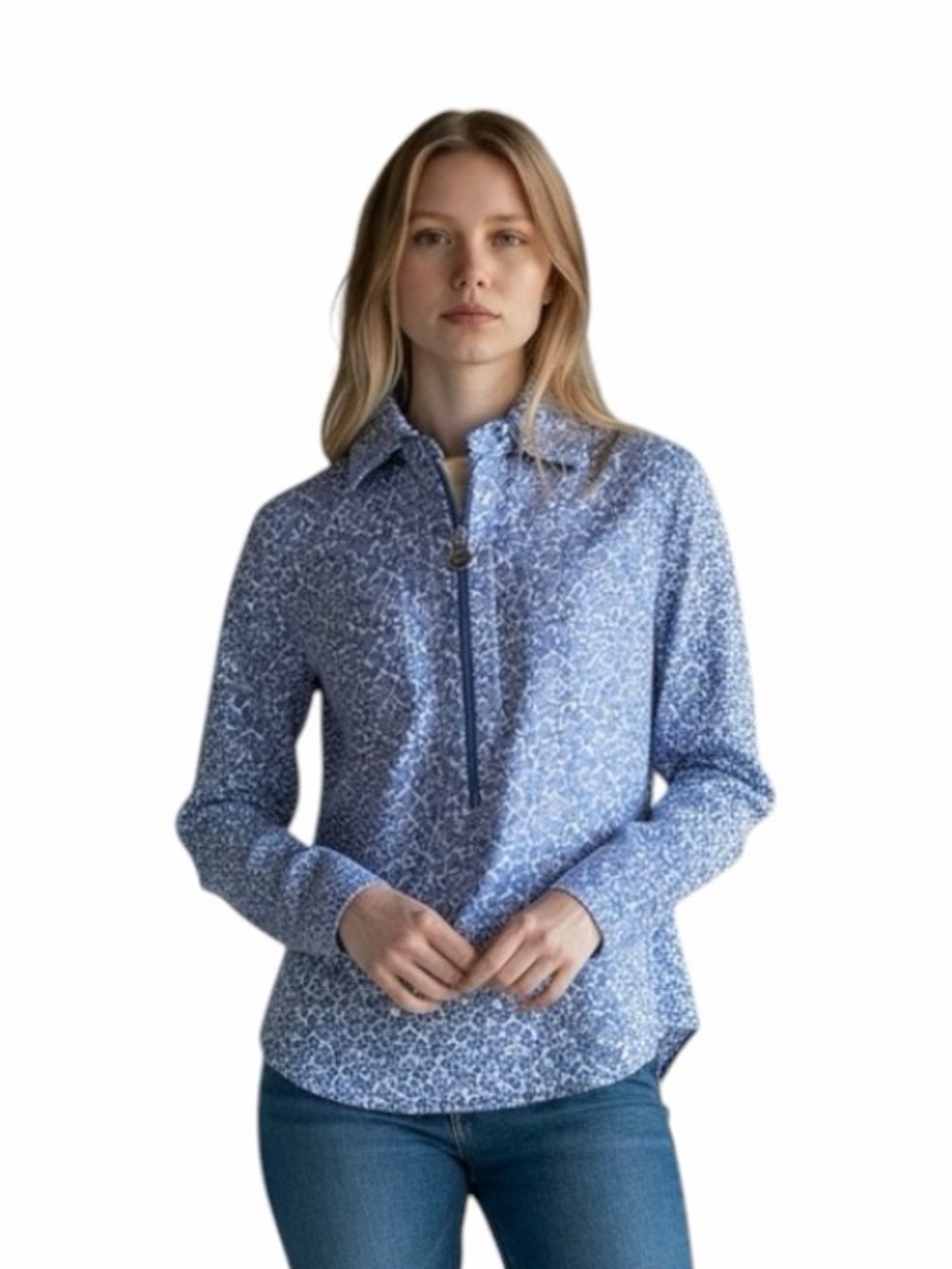 Vintage Tommy Hilfiger Zippered Long Sleeve Golf top Bleu - Size XS